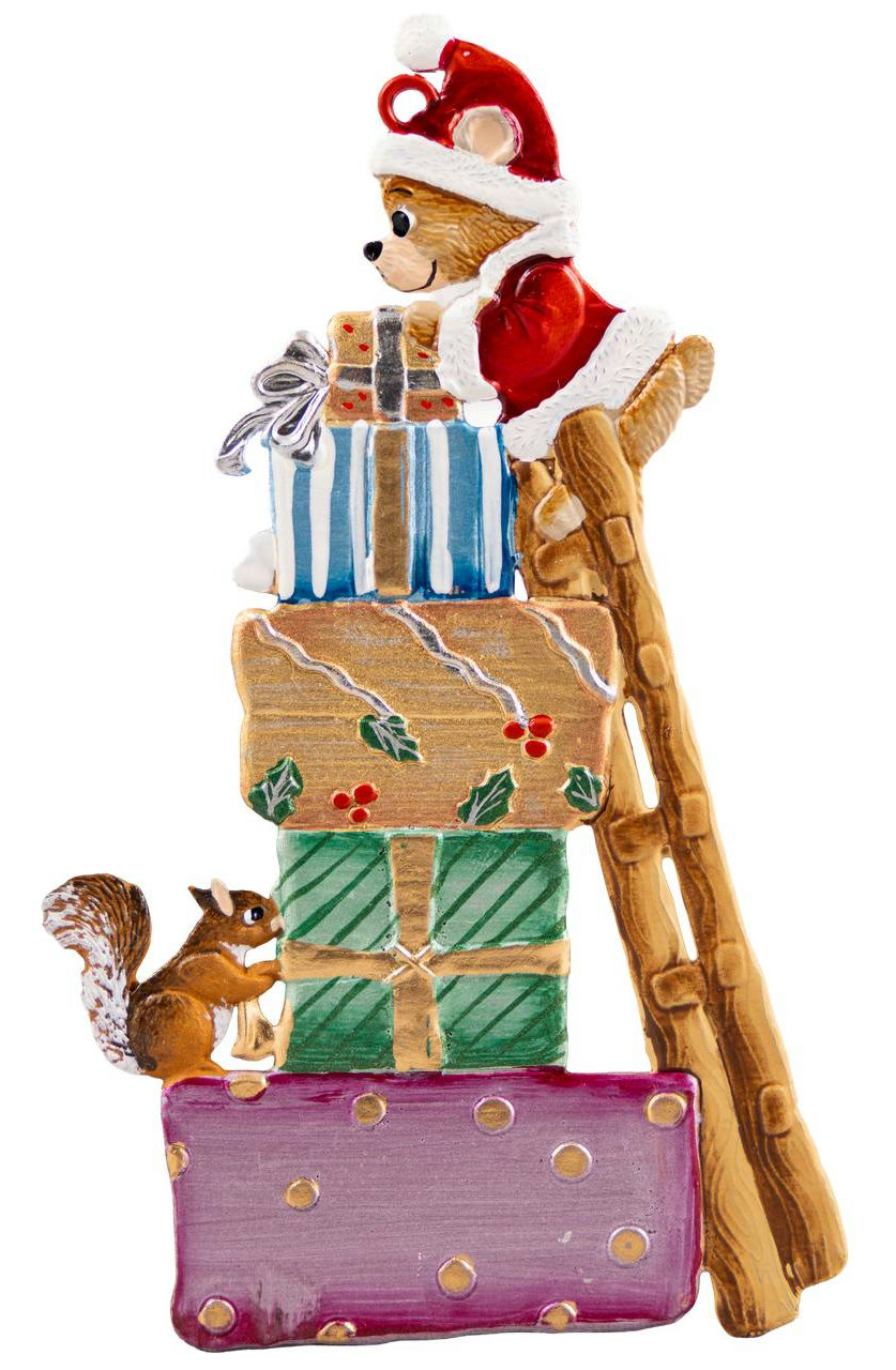 Teddy baut Geschenke-Turm