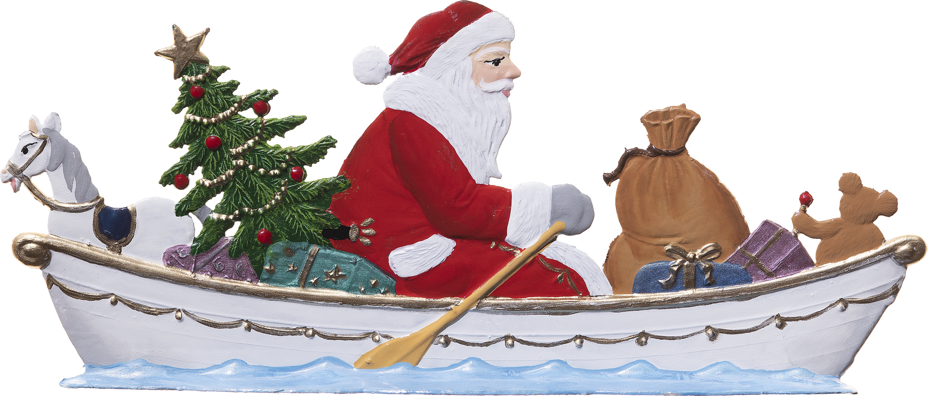 Weihnachtsmann im Ruderboot