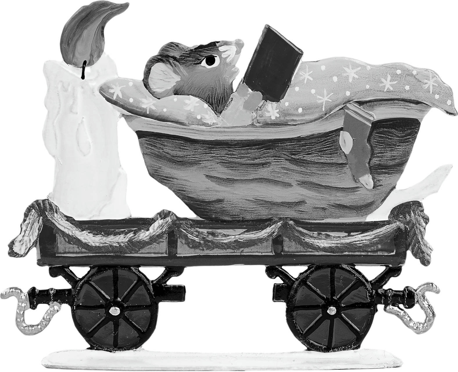 Wagen mit Maus im Walnussbett – Produktfoto