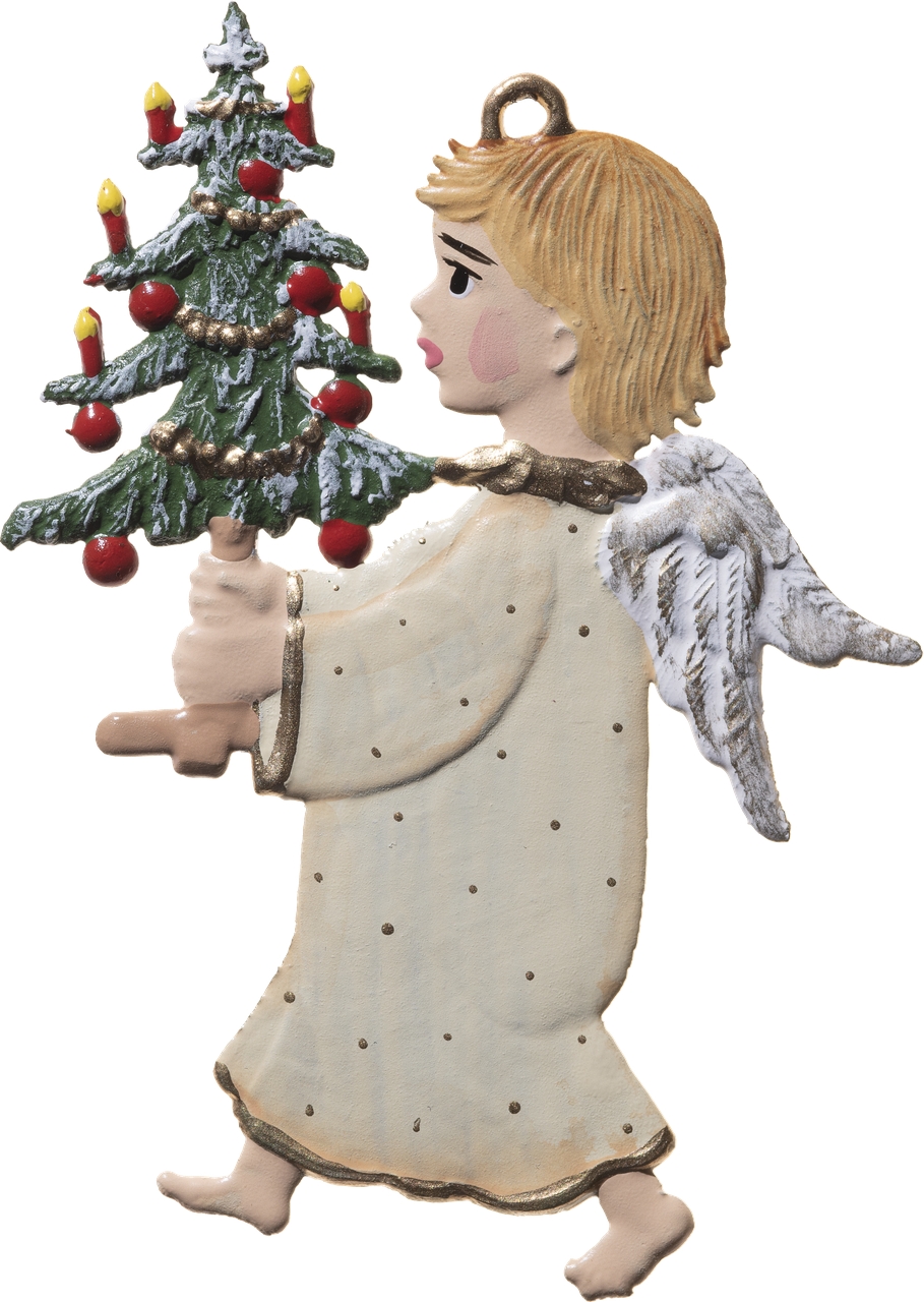 Engel trägt Weihnachtsbaum