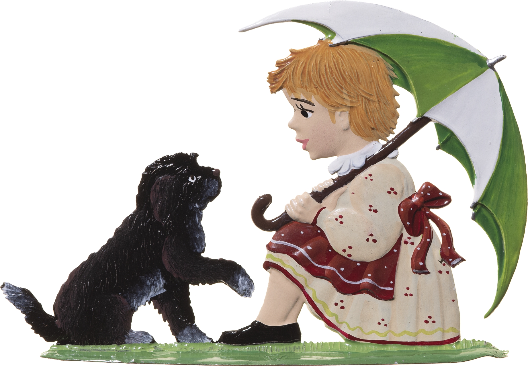 Mädchen mit Schirm und Hund