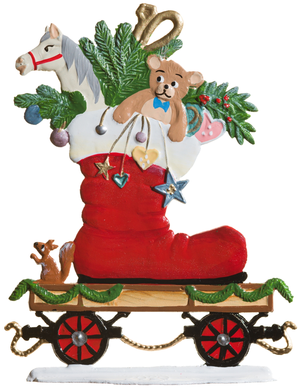 Wagen mit Geschenkstiefel
