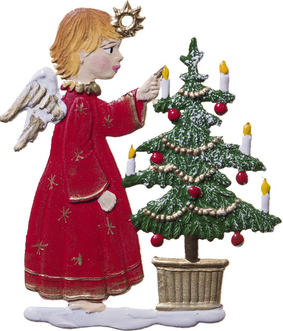 Engel schmückt Weihnachtsbaum