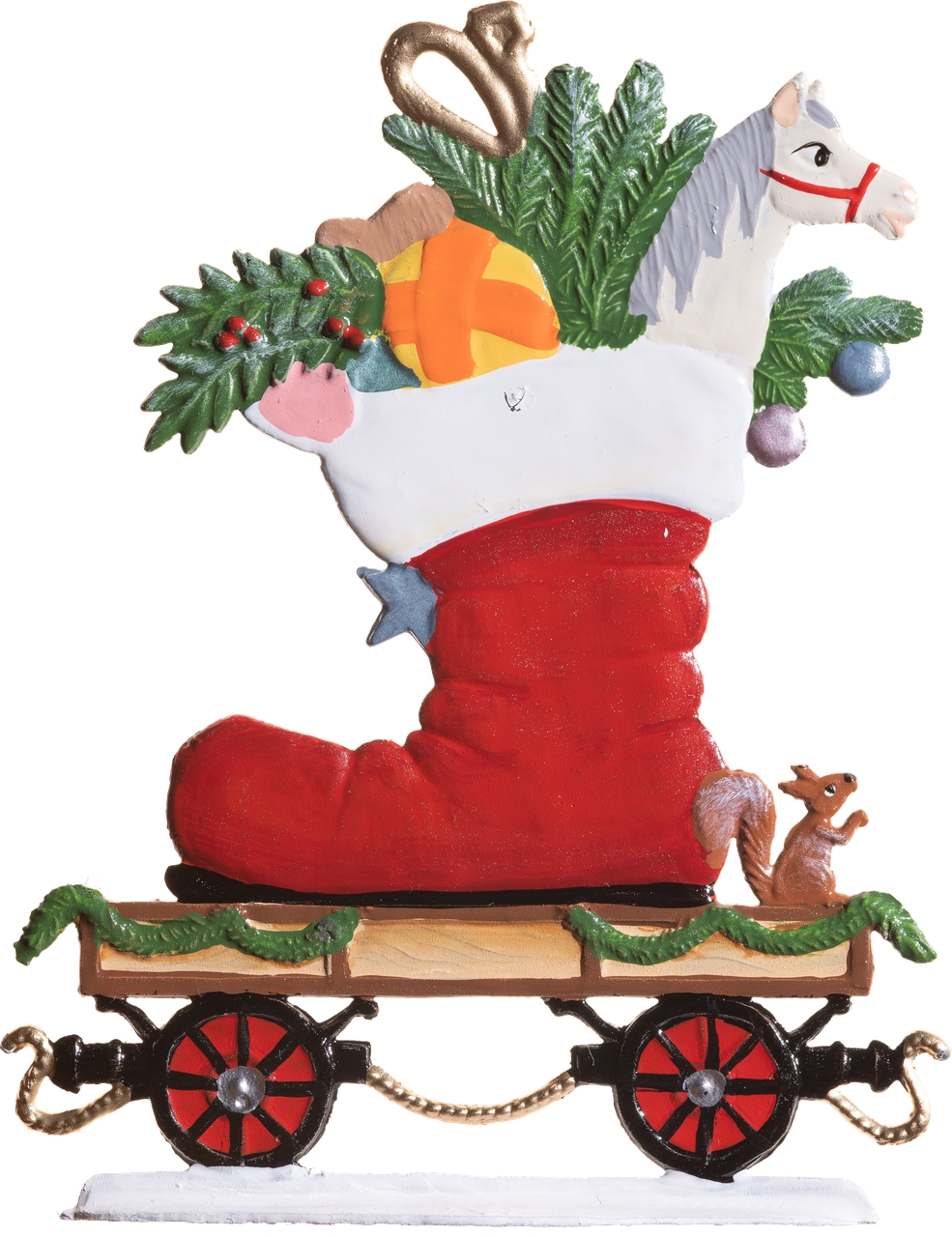Wagen mit Geschenkstiefel