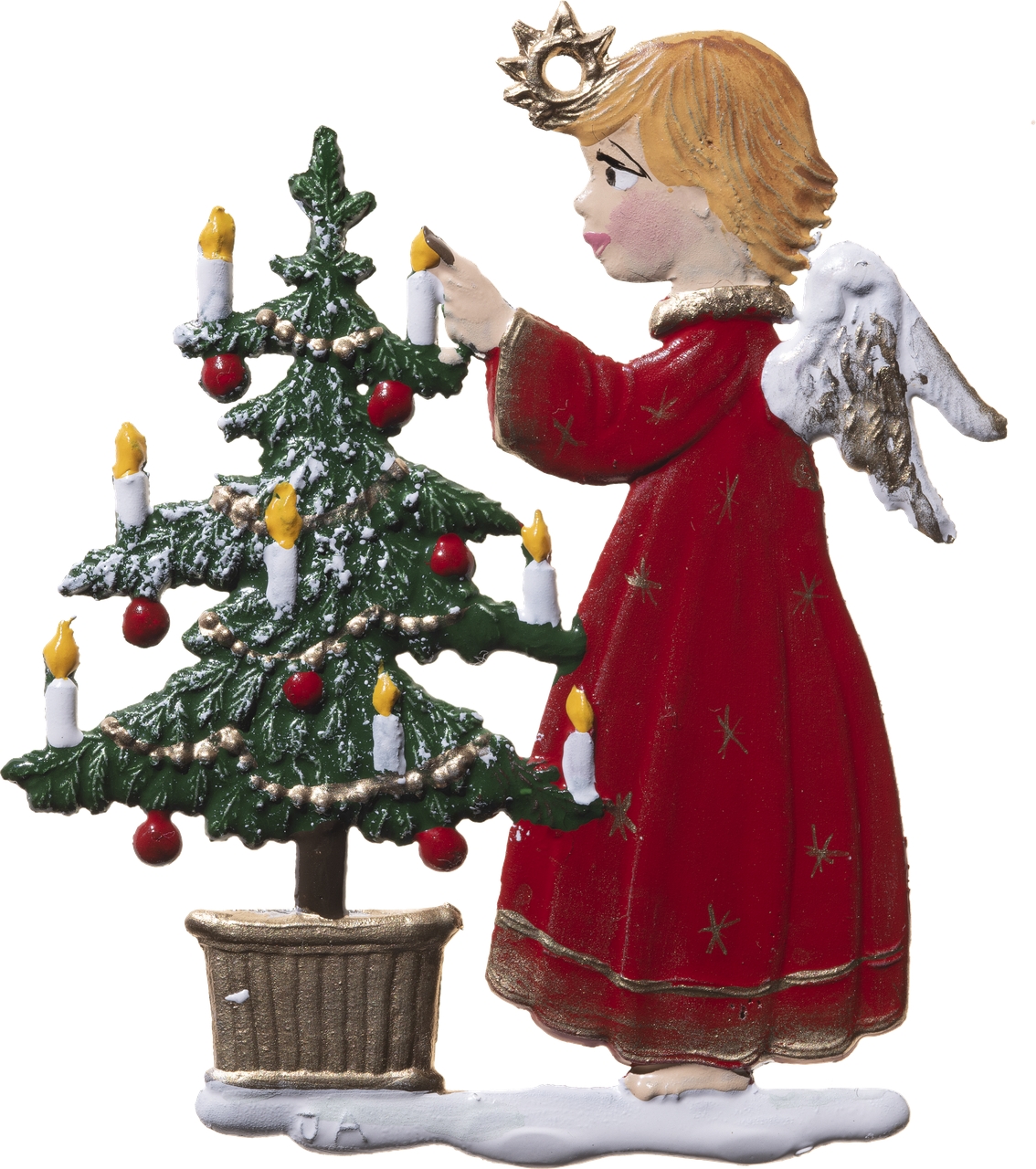 Engel schmückt Weihnachtsbaum