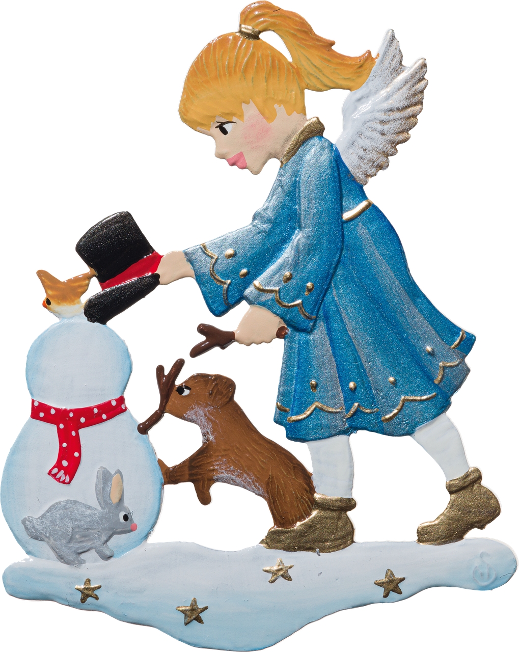 Engel mit Schneemann und Hund