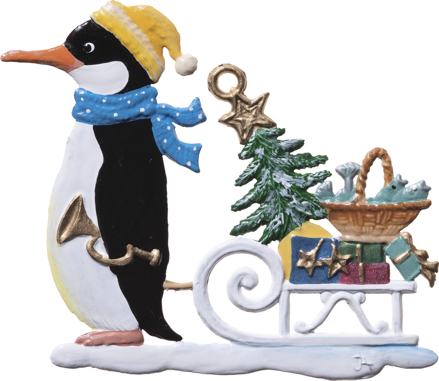 Pinguin mit Geschenkschlitten