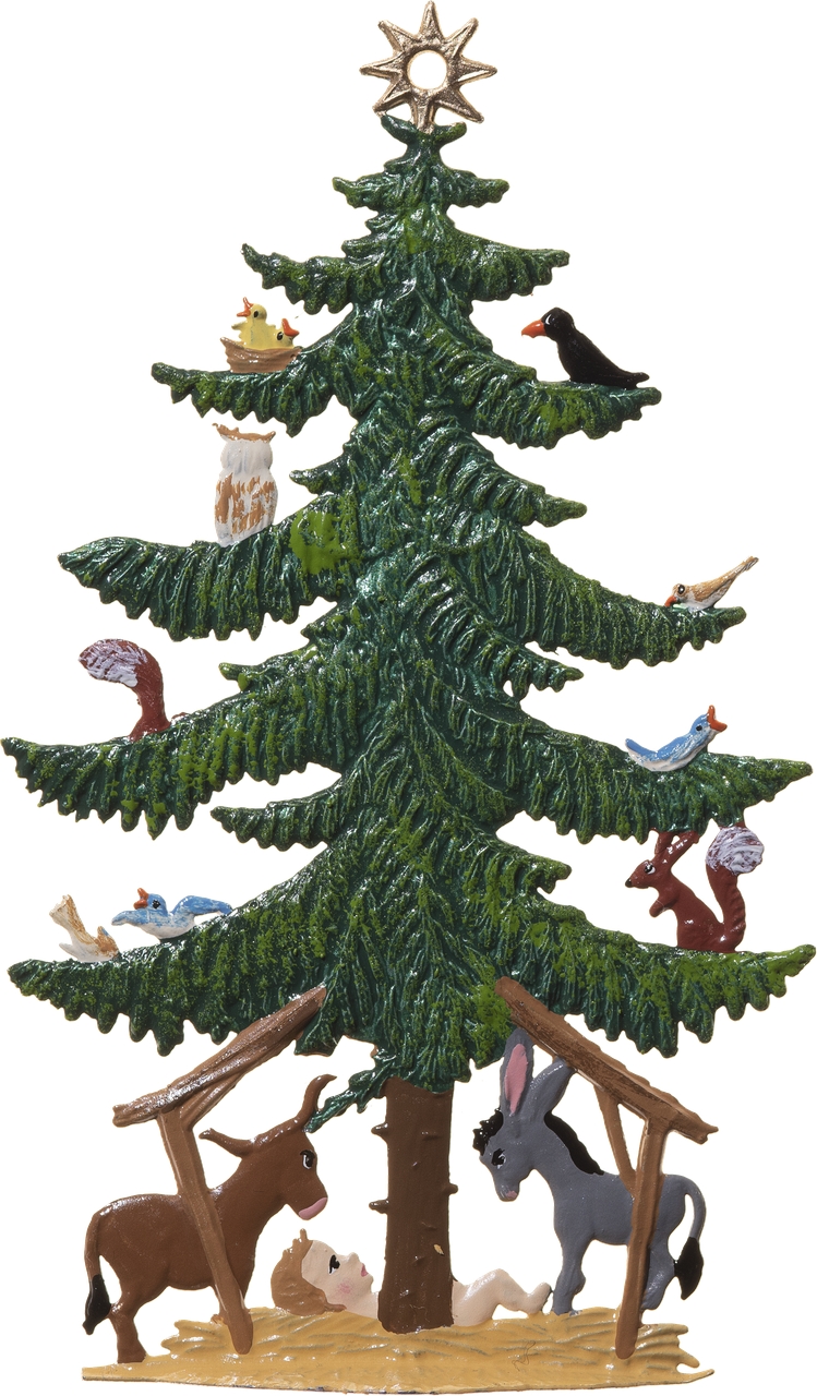 Tannenbaum mit Tierkrippe