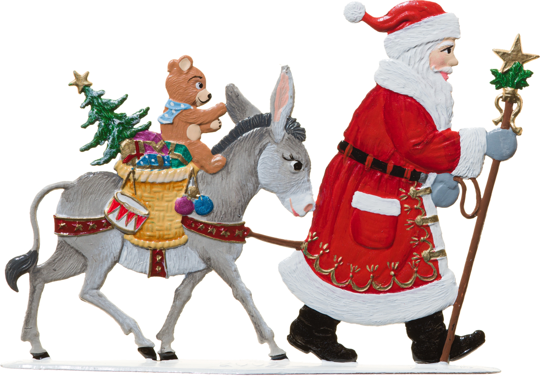Weihnachtsmann mit Esel