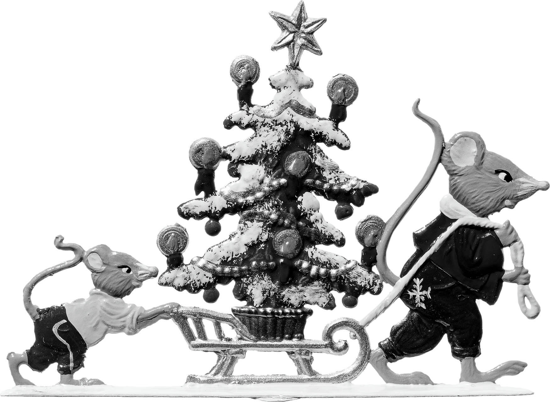 Mäuse transportieren Weihnachtsbaum – Produktfoto
