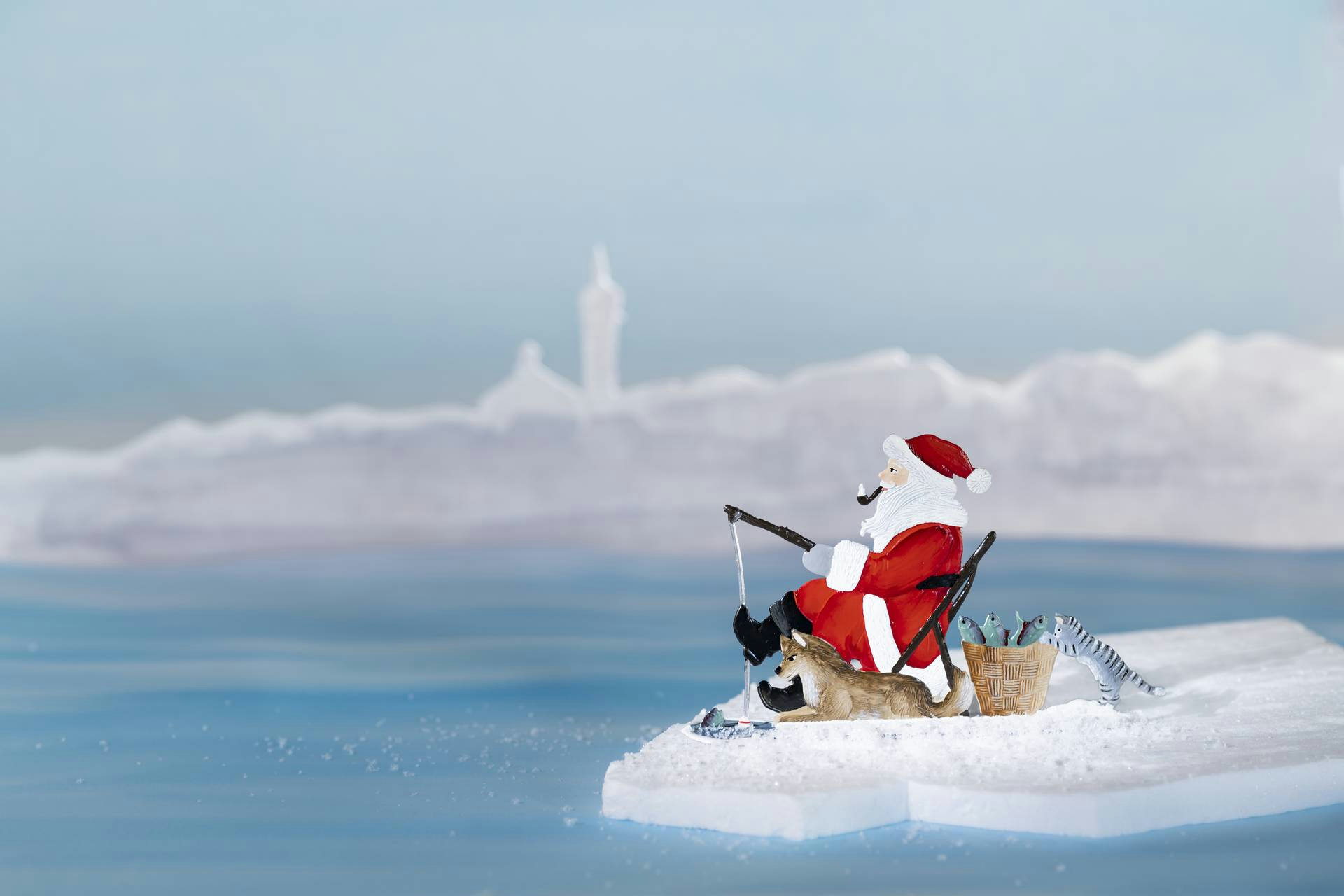 Weihnachtsmann auf Eisscholle  – Illustration