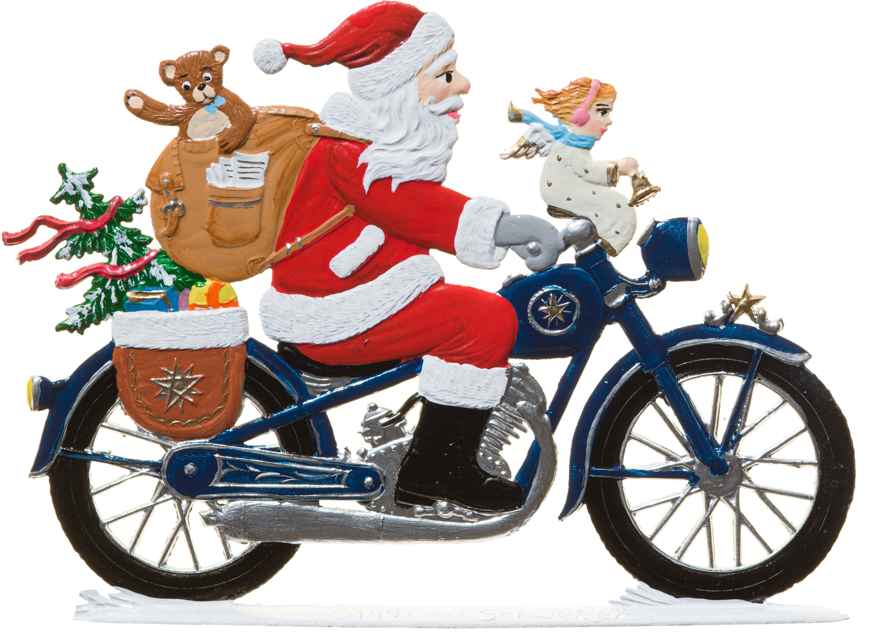 Weihnachtsmann auf Motorrad