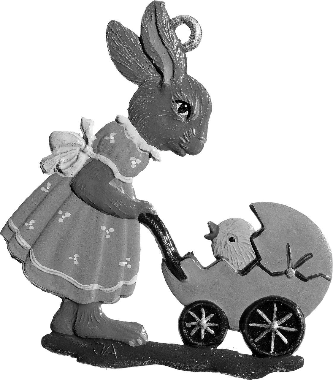 Hasenmäd.mit Puppenwagen – Produktfoto