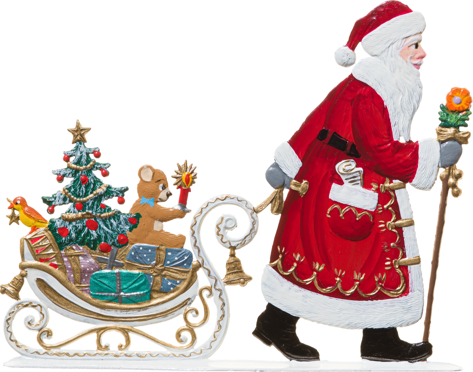 Weihnachtsmann zieht Schlitten