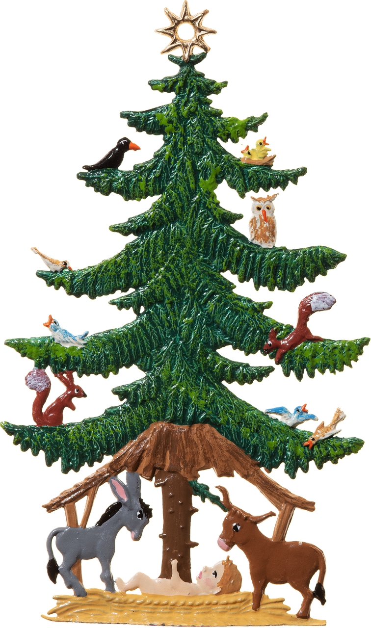 Tannenbaum mit Tierkrippe