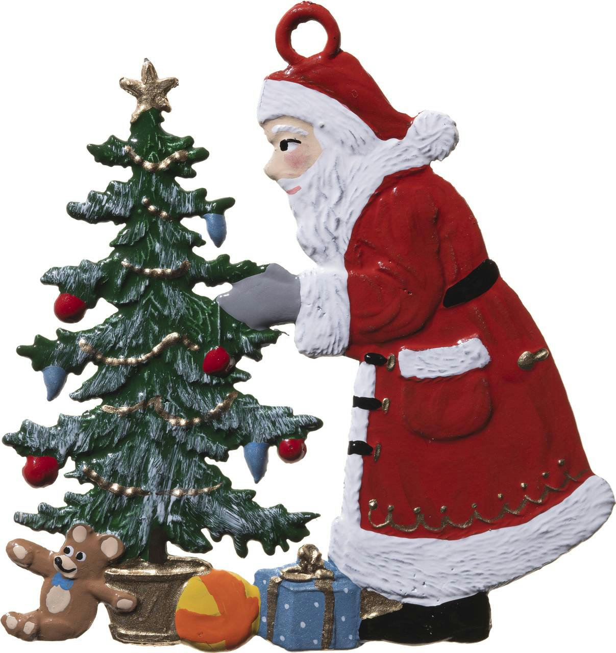 Weihnachtsmann schmückt Baum – Produktfoto