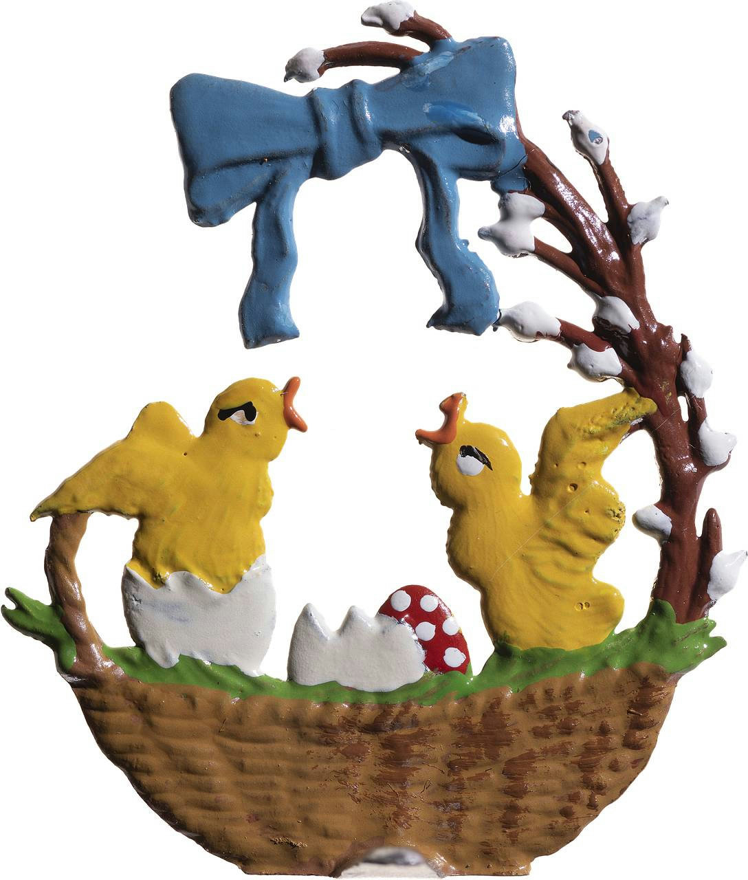 Osterfigürchen Korb mit Kücken – Produktfoto
